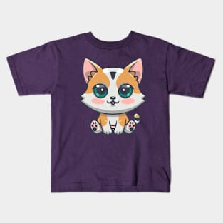 Kawaii Adorable Cute Cat Illustration Kids T-Shirt